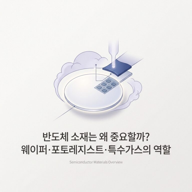 ai thumbnail minimal 반도체 소재는 왜 중요할까 웨이퍼·포토레지스트·특수가스의 역할 1787658915